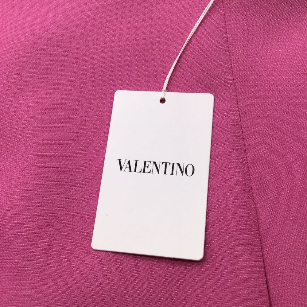 VALENTINO BUBBLEGUM PINK RUFFLED DETAIL SLEEVELESS WOOL CREPE DRESS - Picture 5 of 5